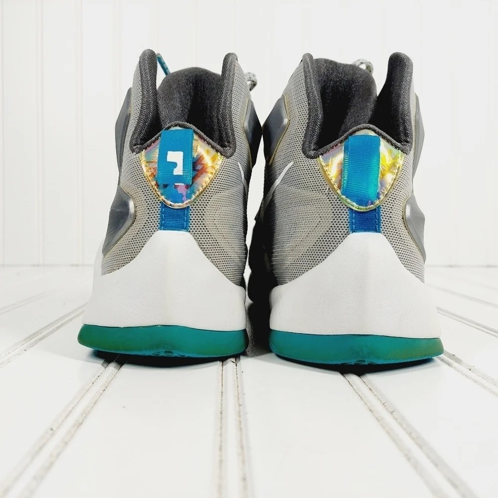 Nike LeBron 13 Blue Lagoon III Hologram Kids Lace Up Athleisure Sneakers B208